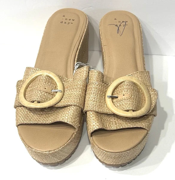 A New Day Womens Size 10 Shoes Brown Slides Wedge Fashion Platform Y2K Sandals
