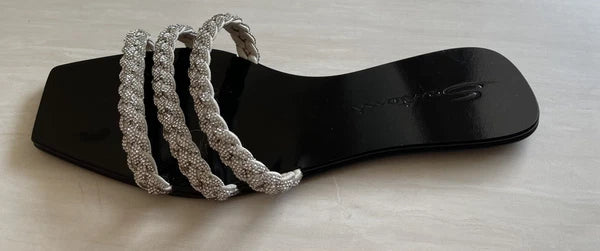 $650 Santoni Foster Slide Crystals Sandals Mules Flats 39.5 US 9.5 NEW