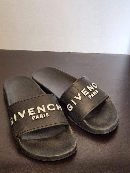 Givenchy Black Logo Rubber Slide Sandal W 7.5 - Read Description