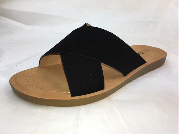 SODA-REFLECT-S NUBUCK PU X BANDS Flat Slide CASUAL Fashion Women Sandal Slip On