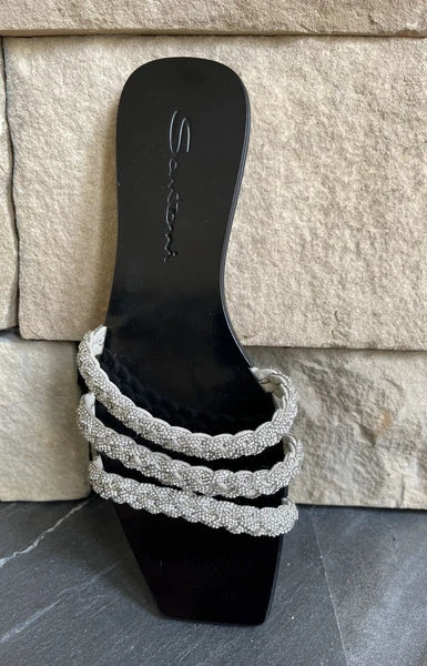$650 Santoni Foster Slide Crystals Sandals Mules Flats 39.5 US 9.5 NEW