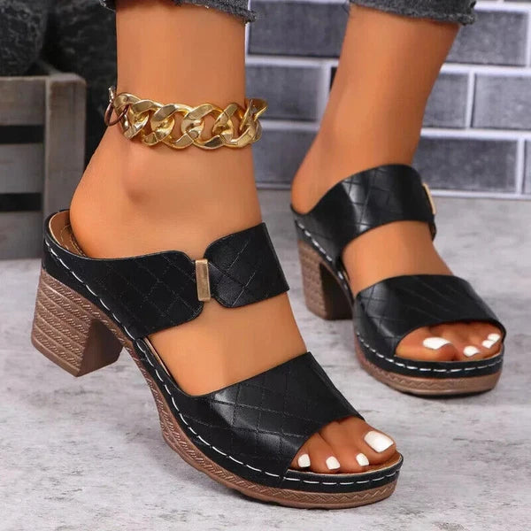 Fashion Women Summer Sandals High Heels Chunky Heel Slippers Pumps Slides Shoes