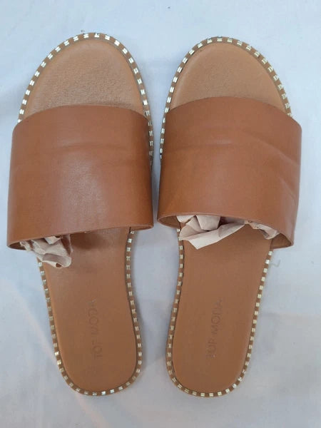 TOP Moda Tan Slides Women Open Toe Flat Fashion Sandals