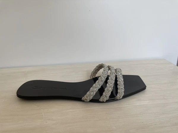 $650 Santoni Foster Slide Crystals Sandals Mules Flats 39.5 US 9.5 NEW