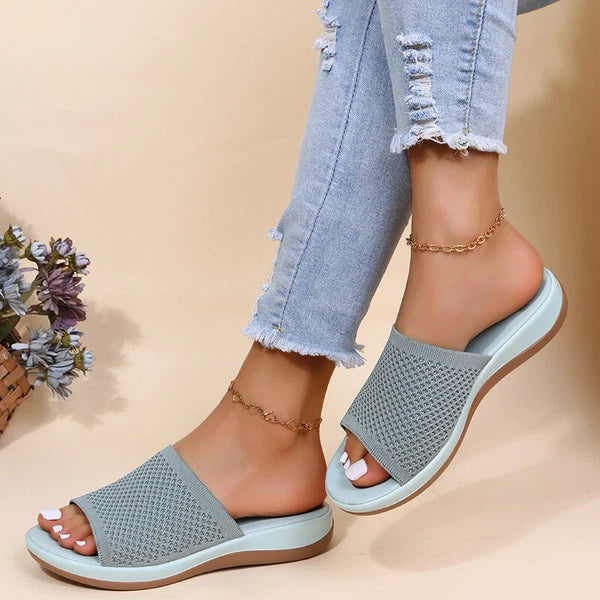 Womens Flats Ladies Slip On Fashion Slides Mules Sliders Summer Beach Sandals Sz