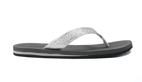 New Womens Double-Strap Braided Beach Sandal UltraSoft Glitter Fashion Flip Flop