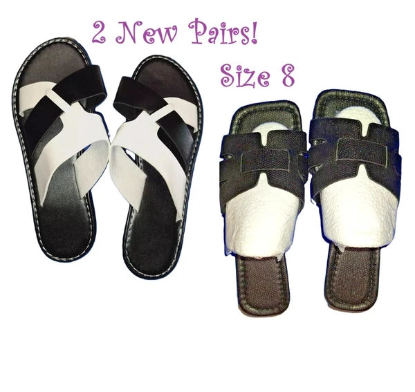 2 New Pairs Women Size * Slides Shoes Sandal White Footwear Fashion