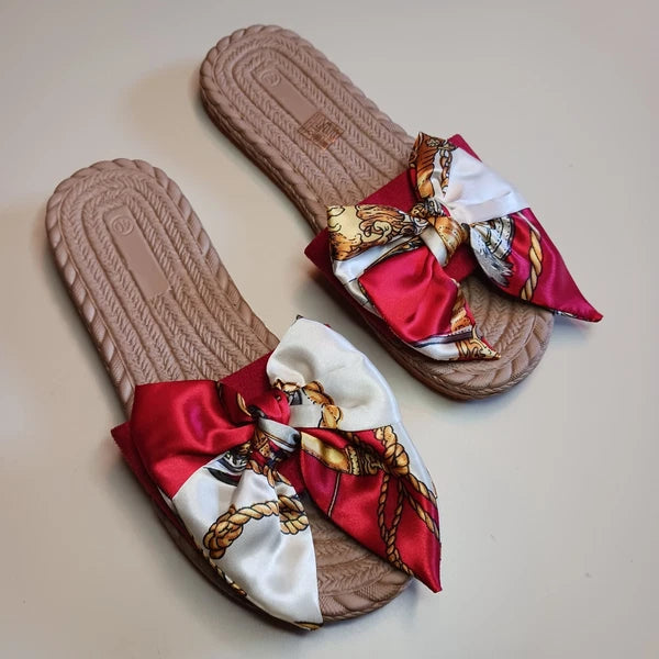 Womens Sandal Size 9 Fashion Felt Ribbon Bow Slides Vintage Style Anti Slip Sole