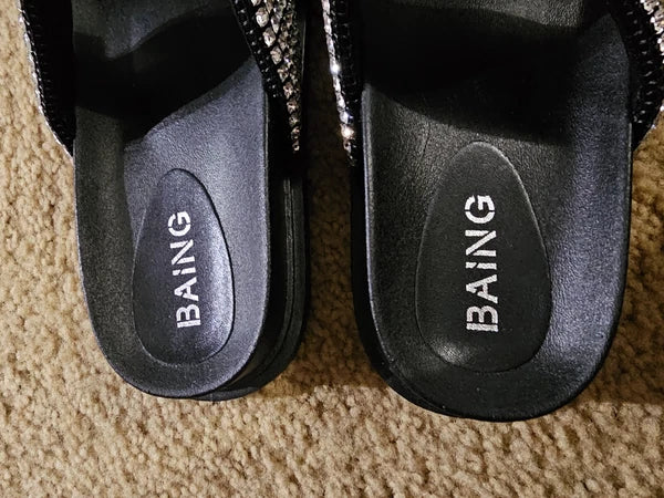 Baing Rhinestone Sandal, Fashion Slides, Footwear, Size 39 Shoe