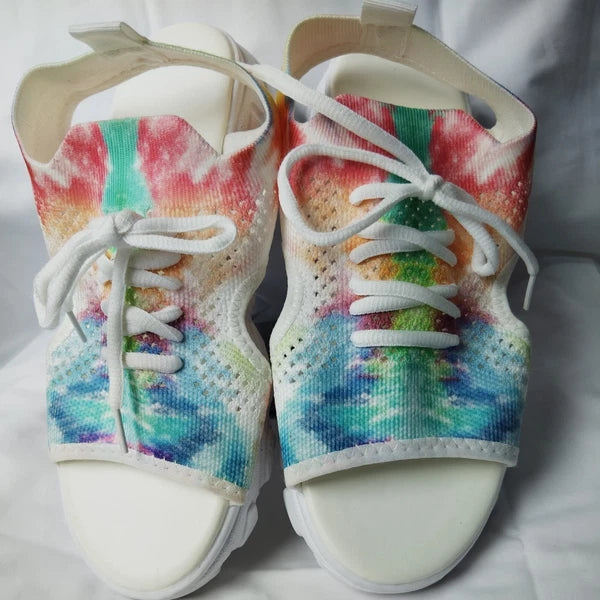 Fashion Women's Slingback Slide Sandal Tie Dye Size 40 EUR (8.5 US) New Lace Up.