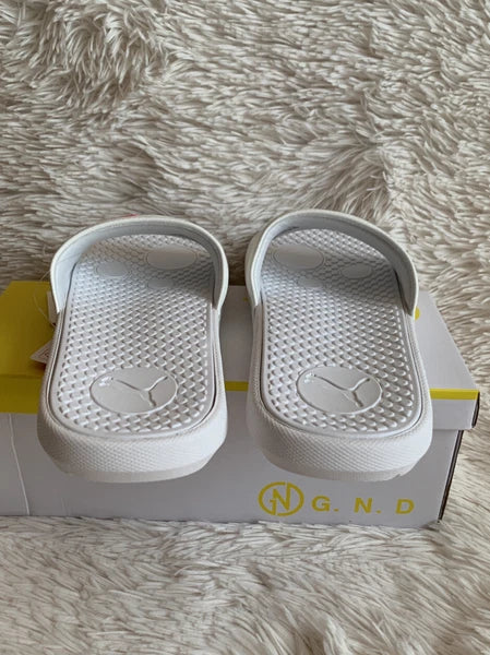 Women’s Slides Size 8 PUMA Cool Cat Style: 371013 13 White Knockout/Pink