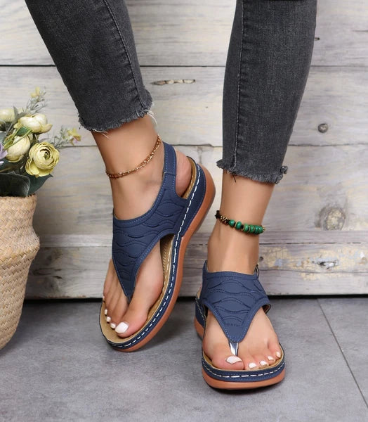 2022 New Rome Fashion Women Slides Comfort Slippers Orthopedic Low-Wedge Sandals