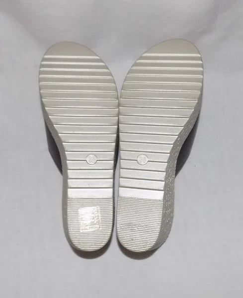 Fashion Womens Faux Leather Open Toe Wedge Heel Platform Slide Sandals 38 EU NEW