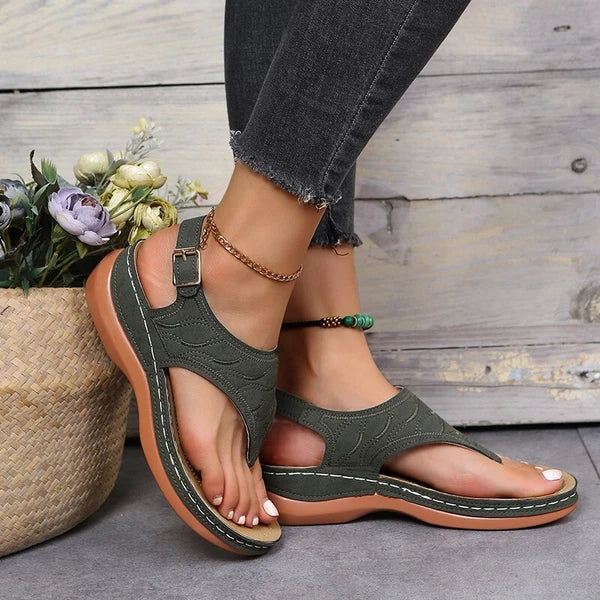 2022 New Rome Fashion Women Slides Comfort Slippers Orthopedic Low-Wedge Sandals
