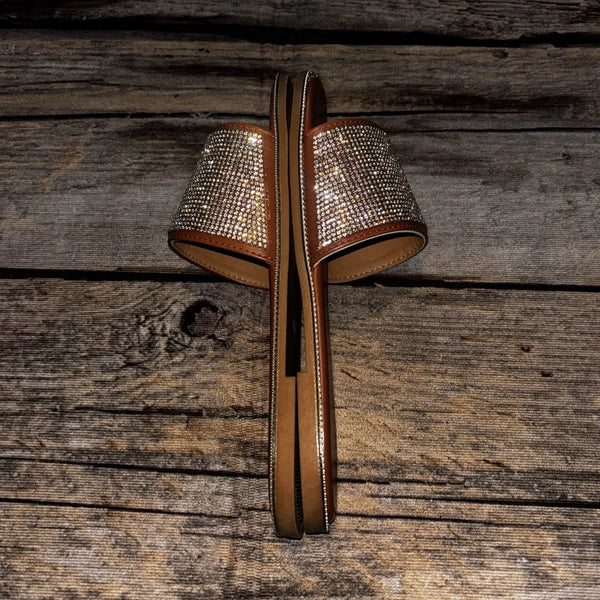 Women's Sandal Slip On Fashion Slides Rhinestone Sequins EU 41  Womens 8.5/9 NEW