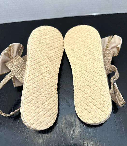 Flip Flop Thong Sandals Fashion Slides Bow Decor Khaki Size 41 US 9-9.5