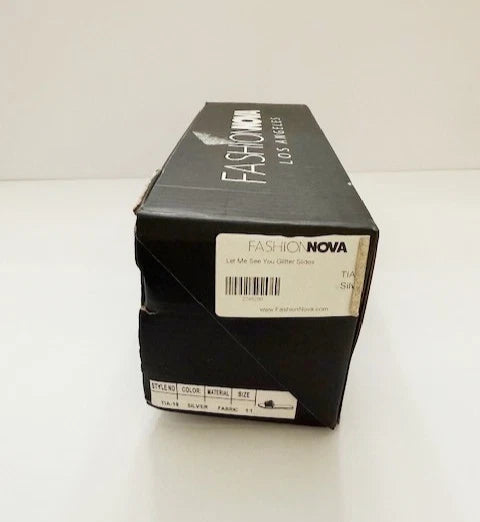 Fashion Nova Let Me See You Glitter Slides in Silver Women's Size 11 NIB