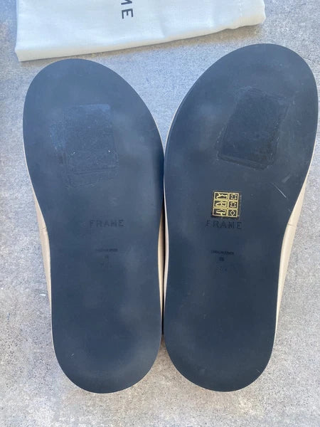 Frame  Le Laurel Oatmeal Leather Platform Slide Sandal Size 38.5 / US 8.5 $398