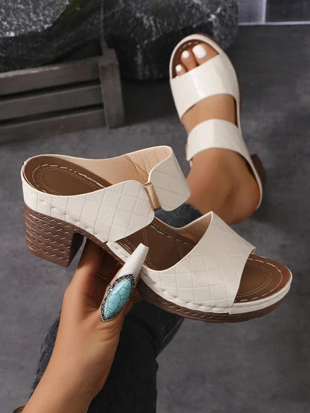 Fashion Women Summer Sandals High Heels Chunky Heel Slippers Pumps Slides Shoes
