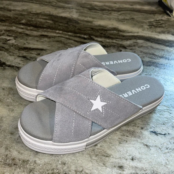 Women's 6.5 Converse One Star Slide Sandals grey Suede Leather NEW without box