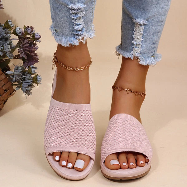 Womens Flats Ladies Slip On Fashion Slides Mules Sliders Summer Beach Sandals Sz