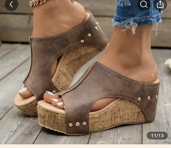 Fashion Woman Summer Shoes Sandals Wedge Sandal Elegant Slide Huaraches Heels